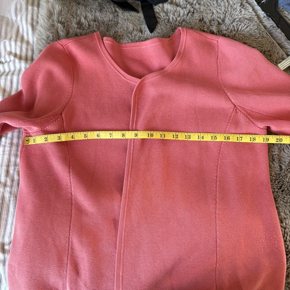 Eileen Fisher Knit Silk Cotton Coral Orange Open Cardigan M Career Academia Soft - Picture 4 of 5